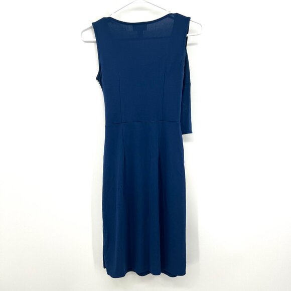 Loft Deep Blue Faux Wrap Sleeveless Midi Dress Women's 0P - Picture 6 of 6
